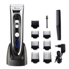 Máquina de Cortar Cabelo Profissional MOONMINI - Sem Fio e Recarregável - Visor LCD - Inclui 7 Pentes Guia