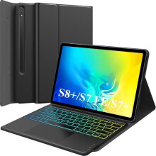 Samsung S7 Fe -näppäimistö, Samsung Tab S7 Fe-S7 Plus-S8 Plus 12,4 tuumalle kosketuslevyllä, 7 väriä taustavalaistu, 2 C[J310]