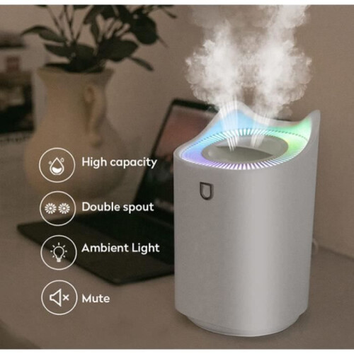 Υγραντήρας 3L - 3 Επίπεδα Ομίχλης - 22dB - Χρωματιστή Λάμπα - Λευκή