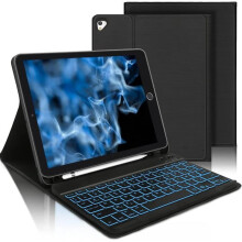 Näppäimistökotelo iPad 9.7":lle, ranskalainen Azerty Langaton Bluetooth-näppäimistö, 7 väriä taustavalaistu, iPad 6.-5. sukupolvi [H317]