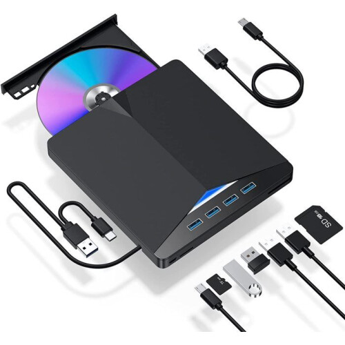Masterizzatore DVD/CD esterno - MARCA - Portatile - USB 3.0 - 7 in 1 - Compatibile con Windows 10/8/7