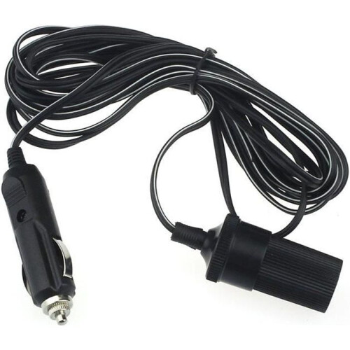 Cigarette lighter extension cable - Car accessory - 12 V 10 A - 5 m - Black - Universal
