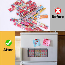 Magnetic Packet Holder, 3 Compartments Magnetic Metal Mesh Basket, Kitchen Organizers and Storage for Refrigerator