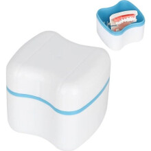 VINGVO Custodia per protesi dentarie in 3 colori, scatola portaoggetti per denti finti con filtro (blu)
