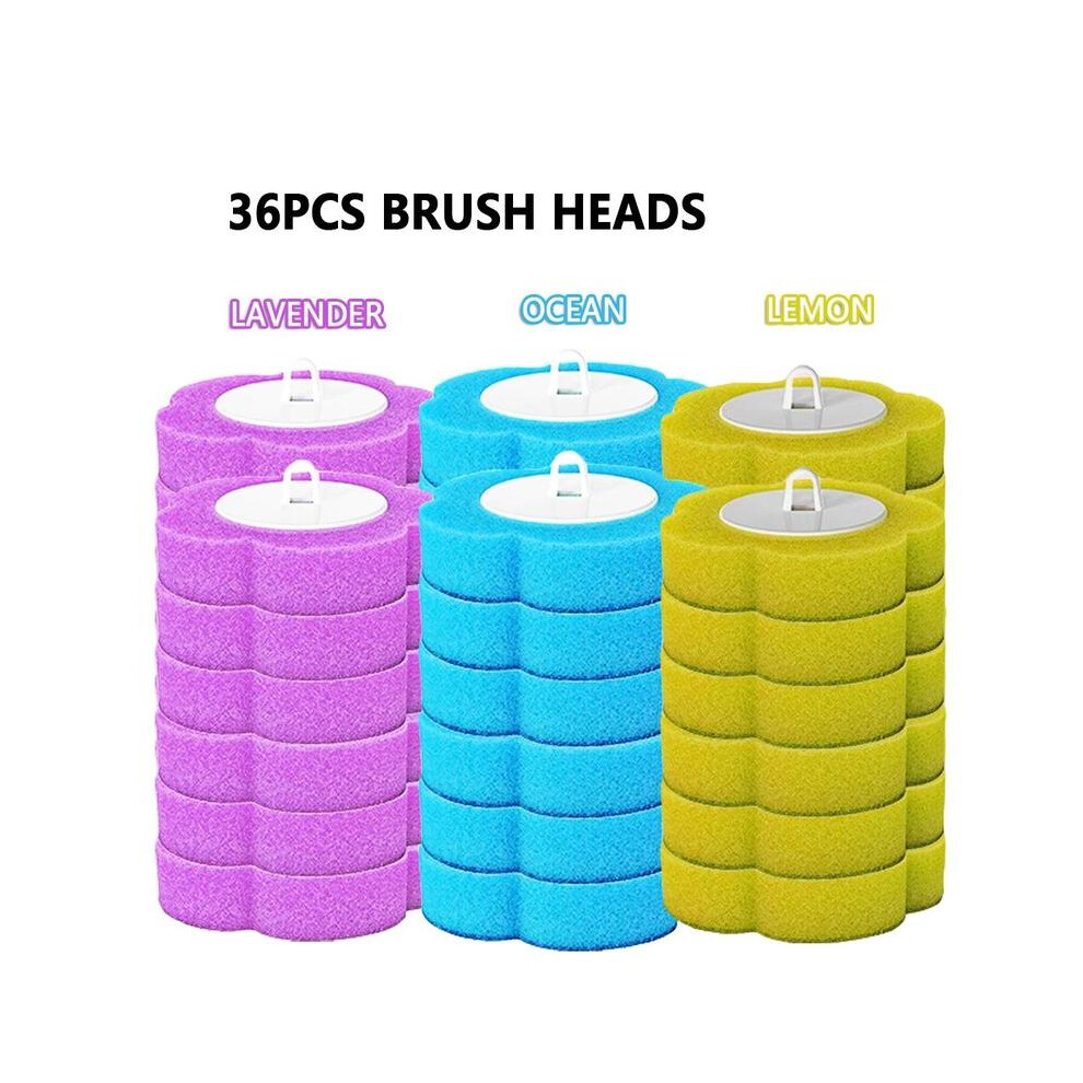 (36Pcs Mix) Toilet Brush Set, Wall-Mounted Holder Cleaner With Replacement Brush Heads, Disposable Brush Heads/Refills, Toilet 5063881292891