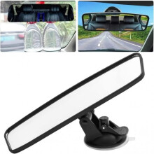 Espejo retrovisor con ventosa para coche, retrovisor interior, cabezal giratorio de 360, gran absorción, gran angular de 200 x 60 mm