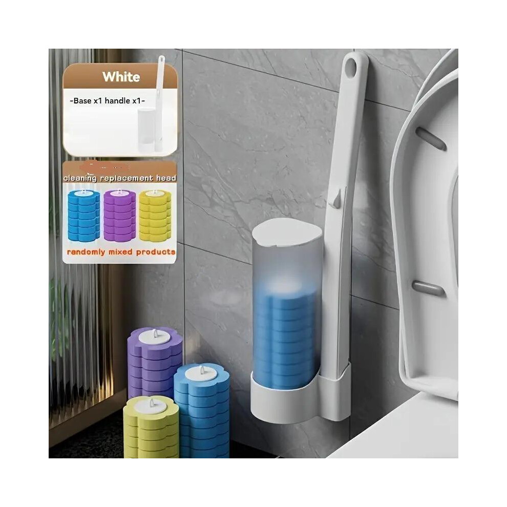 (Brush Set + 36Pcs Refills (Mix)) Toilet Brush Set, Wall-Mounted Holder Cleaner With Replacement Brush Heads, Disposable Brush Heads/Refills, Toilet 5063881292938