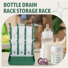 Baby Bottle Drying Rack,Vertical Space Saving Countertop Holder-Capacity for 16 Bottles,Baby Accessories Organizer Green