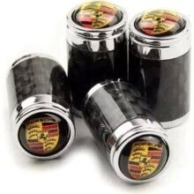 Tapas de válvulas de rueda de fibra de carbono para Porsche