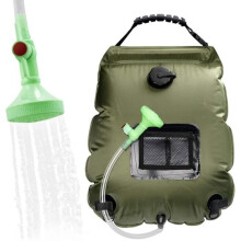 Ducha solar para camping, portátil y plegable para exteriores de 20 l con cabezal de ducha con calefacción conmutable.