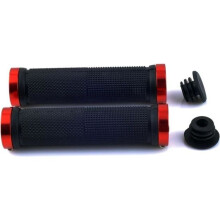 BMX MTB BICICLETTA MANOPOLE DOPPIO BLOCCO SU BLOCCO Nero Rosso