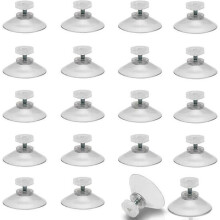 20 kpl ruuvattavia imukuppeja, joissa M5 40 mm kierre, läpinäkyvät kiinnitysimukupit, koukuttomat silmukat, lasille