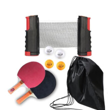 Juego de raquetas de tenis de mesa - Marca - Modelo - Red retráctil - 4 pelotas - Rojo