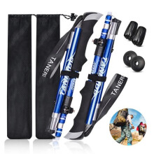 JIATZOCN Set van 2 telescopische wandelstokken, verstelbaar van 36-130 cm, opvouwbaar, antislip, schokbestendig, ultralicht