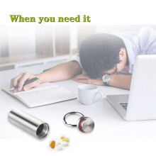 Keychain Pill Holder Container,Portable Waterproof Single Chamber Pill Box,Small Pill Case for Outdoor Travel Camping