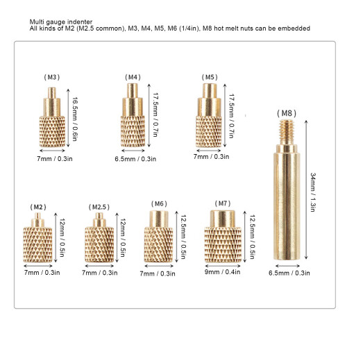 TS100 TS101 Brass Soldering Iron Tips M2-M8 Set 1
