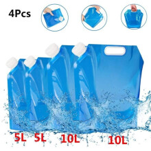4 Pack Foldable Camping Water Bag 5L+10L Water Container Soft Durable Portable Outdoor Water Carrier for Home