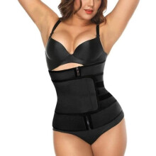Cinturón de neopreno para mujer - Talla S - Negro - Fitness - Ajustable con cremallera
