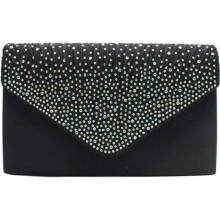 Clutch tipo sobre con brillantes diamantes de imitación negros - Noche, boda, ceremonia, cóctel, mujer