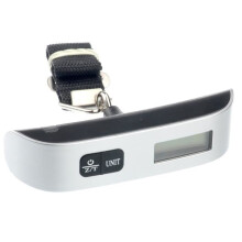 Balança eletrônica digital LCD em formato de T, capacidade de 50 kg e 10 g, com visor de temperatura ambiente.