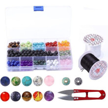 Kit di 380 perline distanziatrici in agata, colori assortiti, perline in polvere di cristallo per la creazione di gioielli fai da te