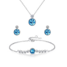 Damessieradenset - SANSI - Oceaanhart - Kristal - 925 zilver