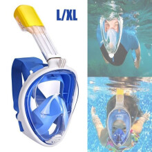 Maschera da snorkeling integrale antiappannamento a 180 per bambini/adulti - Taglia L/XL Blu