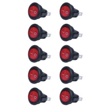 10X Rocker Bipolar OFF Red 3 Pins 220V