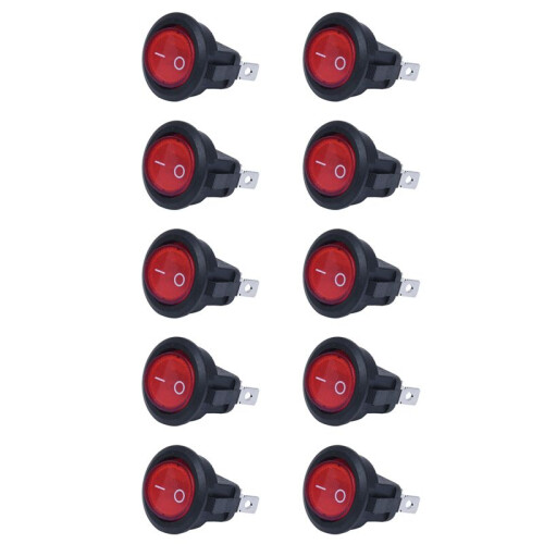 10X Wippschalter Bipolar EIN AUS Rot 3 Pins 220V