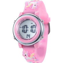 Reloj electrónico Zeiger para niñas con unicornio rosa 3D, pulsera con 7 LED de retroiluminación, alarma, cronómetro, fecha, resistente al agua.