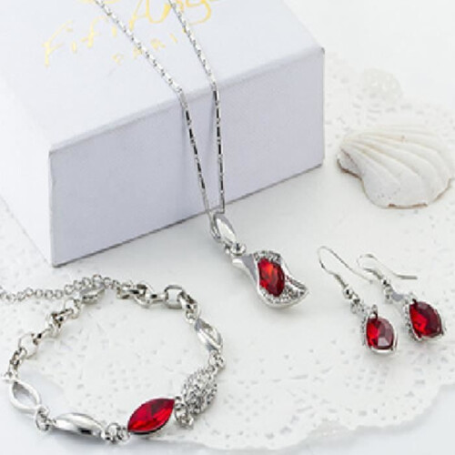 Set di gioielli da donna - Cristallo - Argento 925 - Collana, Bracciale, Orecchini