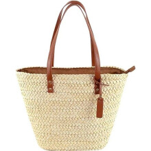 Borsa a mano - Donna - Cerniera - Paglia - Intrecciata - Spiaggia estiva