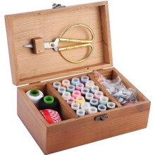 Caja de costura - REN - Vintage - Madera de pino - Almacenamiento de agujas - Accesorio de costura