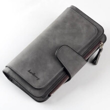 Cartera de mujer en piel sintética color gris oscuro