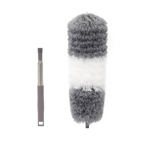 Spolverino telescopico Lunghezza da 60 cm a 140 cm Lavabile Grigio e Bianco