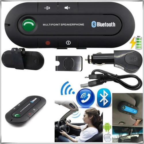 Kit manos libres Bluetooth multipunto para coche, compatible con iPhone y móviles