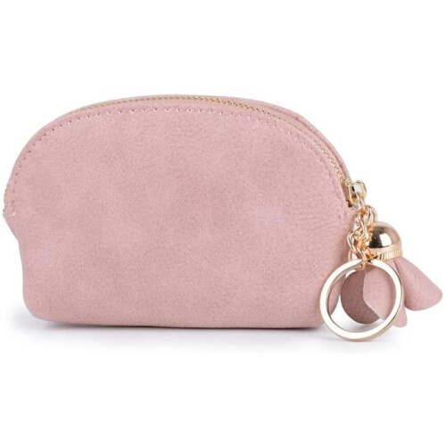 Carteira feminina - Rosa - Com pingente - Zíper - Compacta