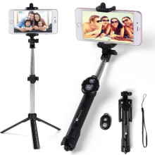 Selfie Stick con treppiede e telecomando Bluetooth per iPhone 8/8 Plus/7/7 Plus/6 e Samsung S8/S8 Plus/S7, nero