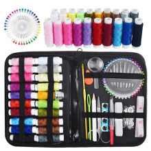 Kit de costura premium de 113 piezas, accesorios completos, caja de viaje, color negro