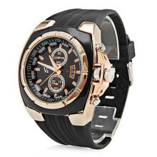 2015 Men's Casual Analog Military Business Gold Vogue Style Wristwatch V6