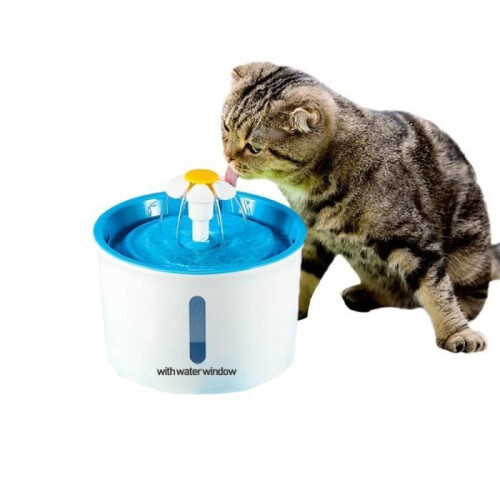 Fonte de água de 1,6L para cães e gatos, azul.