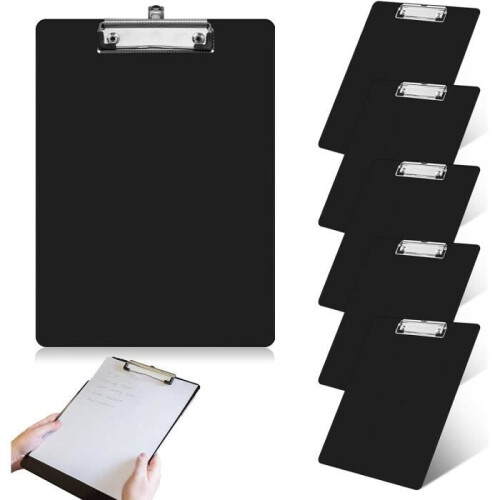 Confezione da 5 portadocumenti A4 - Portadocumenti A4 - Clip informativa in compensato - Blocco note per appunti e moduli