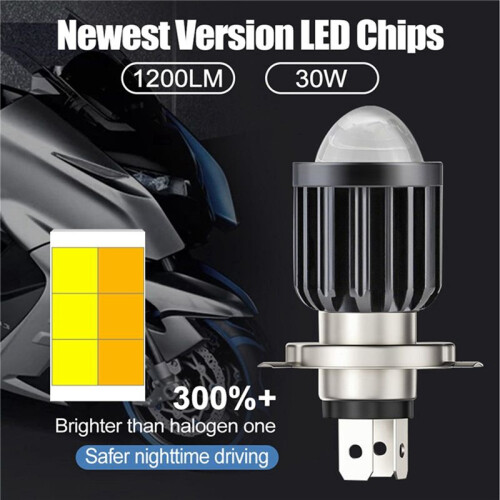4X H4 LED Spotlight Small Light Bulb LED Motorcycle Modified Headlight Integrated Two-Color Headlight Accessories 1