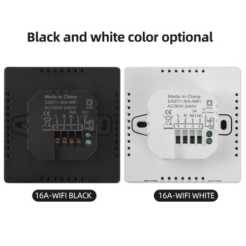 Smartes WiFi-Programmierbares Digital-Thermostat 8,3x8,3cm Schwarz/Weiß