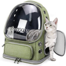 Rugzakdraagtas voor katten, ademend, met grote luchtkussenruimte, voor kleine honden tot 6,8 kg, groen