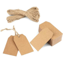 Kraft-paikkakortit, 7 x 4 cm Kraft-paperista tehdyt lahjakortit, 100 kpl juuttinarulla, häihin, jouluun ja juhliin