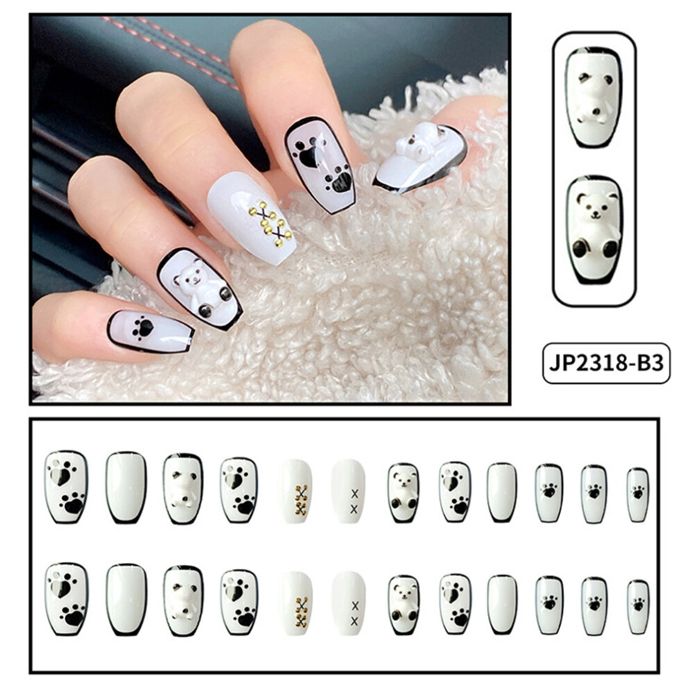 Roc-Electron 3D Bear Press On Nails - Sweet & Reusable