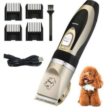 Cortapelos para perros y gatos, kit eléctrico profesional inalámbrico recargable con 4 peines y cepillo de limpieza
