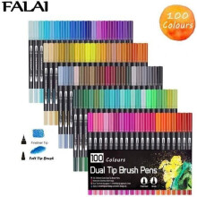 Bolígrafos para colorear de 100 colores, acuarela, punta de pincel y punta fina, para libros de colorear para adultos, dibujo
