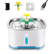ZHOUXI - Fonte de água silenciosa para cães e gatos de 2,5 litros com visor de nível de água e luz noturna de LED.